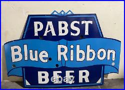 Vintage Pabst Blue Ribbon Beer Porcelain Enamel Neon Sign SSPN 45.5x30