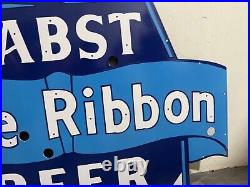 Vintage Pabst Blue Ribbon Beer Porcelain Enamel Neon Sign SSPN 45.5x30