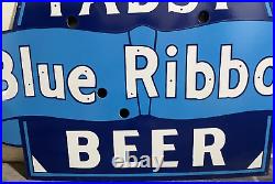 Vintage Pabst Blue Ribbon Beer Porcelain Enamel Neon Sign SSPN 45.5x30