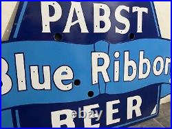 Vintage Pabst Blue Ribbon Beer Porcelain Enamel Neon Sign SSPN 45.5x30