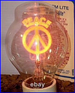 Vintage Peace Sign Word Duro-Lite Emblem Light Bulb MCM Original Box Excellent