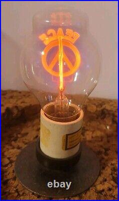 Vintage Peace Sign Word Duro-Lite Emblem Light Bulb MCM Original Box Excellent