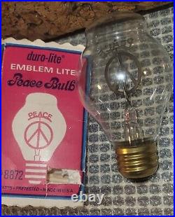 Vintage Peace Sign Word Duro-Lite Emblem Light Bulb MCM Original Box Excellent