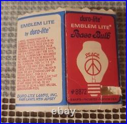 Vintage Peace Sign Word Duro-Lite Emblem Light Bulb MCM Original Box Excellent