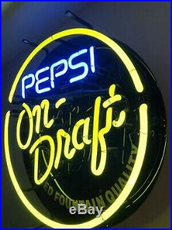 Vintage Pepsi On Draft Neon Sign Working! Rare All Original