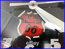 Vintage Phillips 66 Working Neon Clock Top Banner Fill Up With Phillips 66