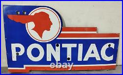 Vintage Pontiac Neon Gas & Oil Porcelain Enamel Sign