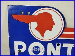 Vintage Pontiac Neon Gas & Oil Porcelain Enamel Sign