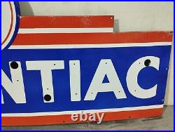 Vintage Pontiac Neon Gas & Oil Porcelain Enamel Sign