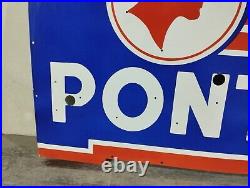 Vintage Pontiac Neon Gas & Oil Porcelain Enamel Sign