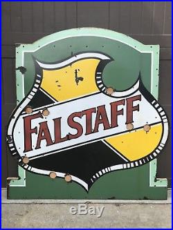 Vintage Porcelain FALSTAFF Beer Neon Skin Sign Gas Oil Auto Brewery