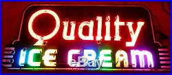Vintage Porcelain Neon QUALITY ICE CREAM Sign from the 1940s