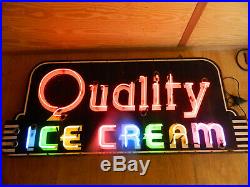 Vintage Porcelain Neon QUALITY ICE CREAM Sign from the 1940s