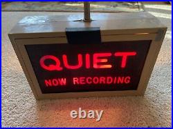 Vintage Quiet Now Recording Studio Sign (Original 1950's or 60's) No Reserve