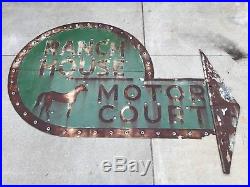 Vintage RANCH HOUSE MOTOR COURT Sign Not Porcelain Neon Skin