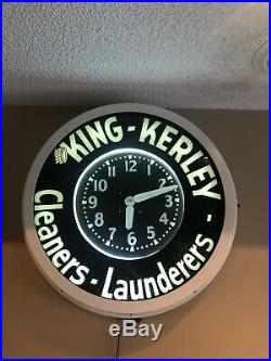 Vintage RARE 1950s King-Kerley Cleaners and Launders Neon Clock 30 Gas Oil Sign