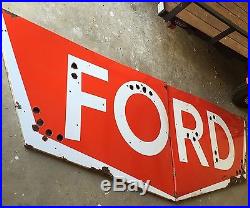 Vintage RARE 9' Ford Tractors Porcelain Neon Sign Dealership Gas Oil Chevy Dodge