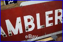 Vintage Rambler Neon Porcelain Sign 2 sided Dealership Barn Find 8ft WILL SHIP