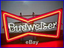 Vintage Rare BUDWEISER BEER Bow Tie NEON SIGN Bar Window Beer Sign Man Cave