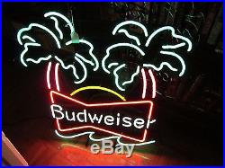 Vintage Rare BUDWEISER Bud Double Palm Tree Beautiful 5-Color Neon Bar Sign