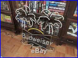 Vintage Rare BUDWEISER Bud Double Palm Tree Beautiful 5-Color Neon Bar Sign
