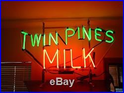 Vintage Rare DETROIT TWIN PINES MILK Neon Sign Dairy Ice Cream Michigan Store