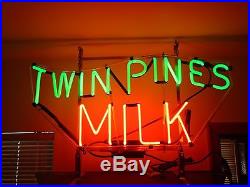 Vintage Rare DETROIT TWIN PINES MILK Neon Sign Dairy Ice Cream Michigan Store