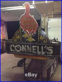 Vintage Red Goose Shoes Single Sided Die Cut Porcelain Neon Sign