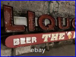 Vintage Red Neon LIQUOR Store BAR Restaurant Metal Letter Advertising Sign