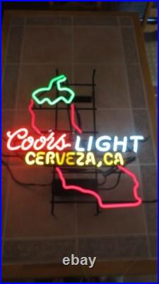 Vintage Repaired Coors Light Cerveza California Neon Sign