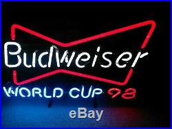 Vintage Retro Budweiser Neon World Cup 1998 Sign Bowtie France Vgc- 240v