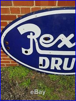 Vintage Rexall Drugs Porcelain Neon Sign 6x3