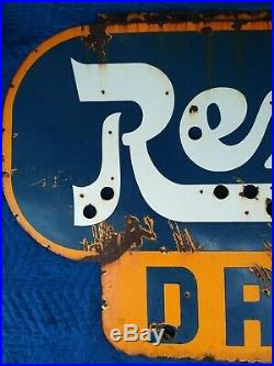Vintage Rexall Drugs Porcelain Neon Sign Rare Size No Reserve