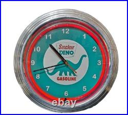 Vintage SINCLAIR Dino Gasoline Gas Station Sign Red Neon Quartz Clock READ