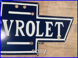 Vintage SSPN Chevrolet Neon Gas & Oil Porcelain Enamel Sign 46x21