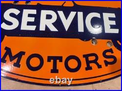 Vintage SSPN United Motors Service Neon Gas & Oil Porcelain Enamel Sign 48x28.5