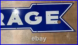 Vintage SSP Garage Arrow Neon Skin Gas & Oil Porcelain Enamel Sign Vintage SSP Garage Arrow Neon Skin Gas & Oil Porcelain Enamel Sign