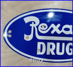 Vintage SSP Rexall Drugs Neon Skin Gas & Oil Porcelain Enamel Sign Vintage SSP Rexall Drugs Neon Skin Gas & Oil Porcelain Enamel Sign