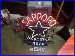 Vintage Sapparo Neon Sign Red White Blue Really Old