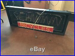 Vintage! Schwinn Bicycles Neon Advertising Sign 44 x 16 Inches (Red/Blue)