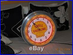 Vintage Shell Gasoline Spinner Neon Clock Mint Condition