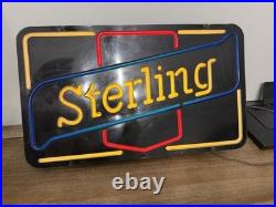 Vintage Sterling Beer Neon Illuminated Sign Works Great 22 X 13