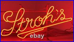 Vintage Stroh's Beer Neon Hanging Bar Light Sign 23 Everbrite 1988 Gas Tube Red