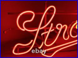 Vintage Stroh's Beer Neon Hanging Bar Light Sign 23 Everbrite 1988 Gas Tube Red
