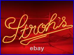 Vintage Stroh's Beer Neon Hanging Bar Light Sign 23 Everbrite 1988 Gas Tube Red