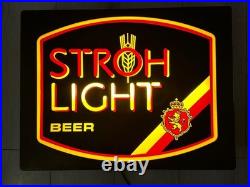 Vintage Stroh's Beer Neon Light Up Bar Sign 20X16in Detroit Michigan Advertising