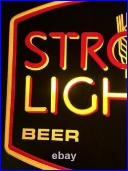 Vintage Stroh's Beer Neon Light Up Bar Sign 20X16in Detroit Michigan Advertising