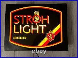 Vintage Stroh's Beer Neon Light Up Bar Sign 20X16in Detroit Michigan Advertising