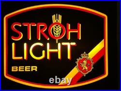 Vintage Stroh's Beer Neon Light Up Bar Sign 20X16in Detroit Michigan Advertising