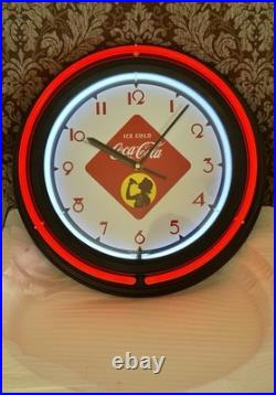 Vintage Style Coca Cola Double Neon 15 Wall Clock New In Box Free Ship